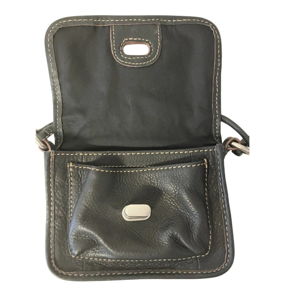 Fossil Maddox Black Leather Crossbody Flap Bag Turn Lock Small Purse - Picture 2 of 5